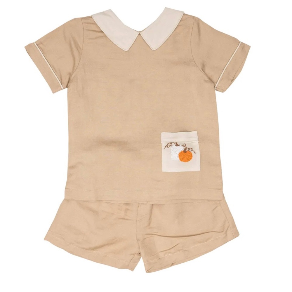 NWT - The Oaks Benjamin Tan Pumpkin Short Set - Size 2T